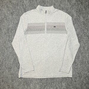 Travis Mathew Pullover Quarter Zip Men XL Gray Striped Golf Performance Pullover